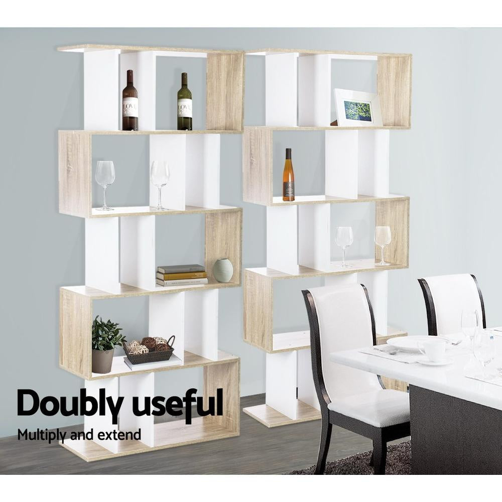 5 Tier Display Book Storage Shelf Unit - White Brown Bookcase Fast shipping On sale