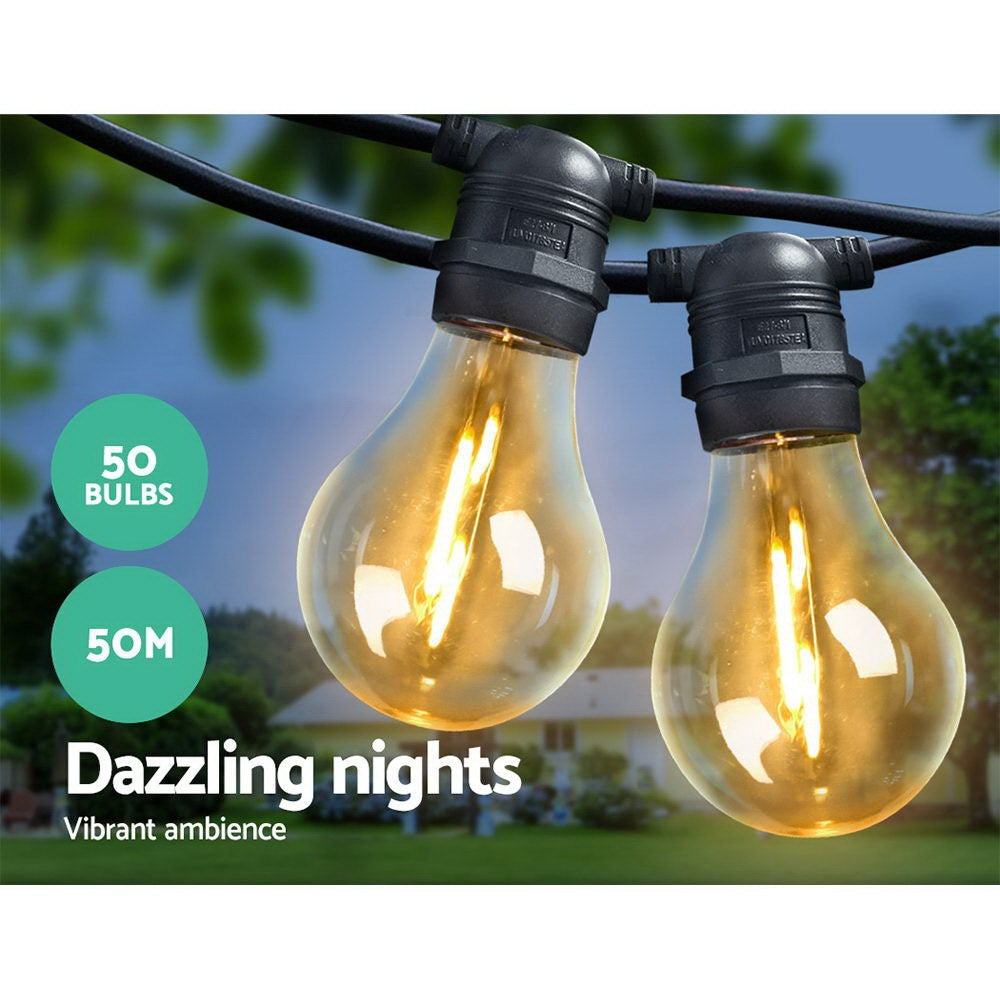50m LED Festoon String Lights 50 Bulbs Kits Wedding Party Christmas A19 Fast shipping On sale