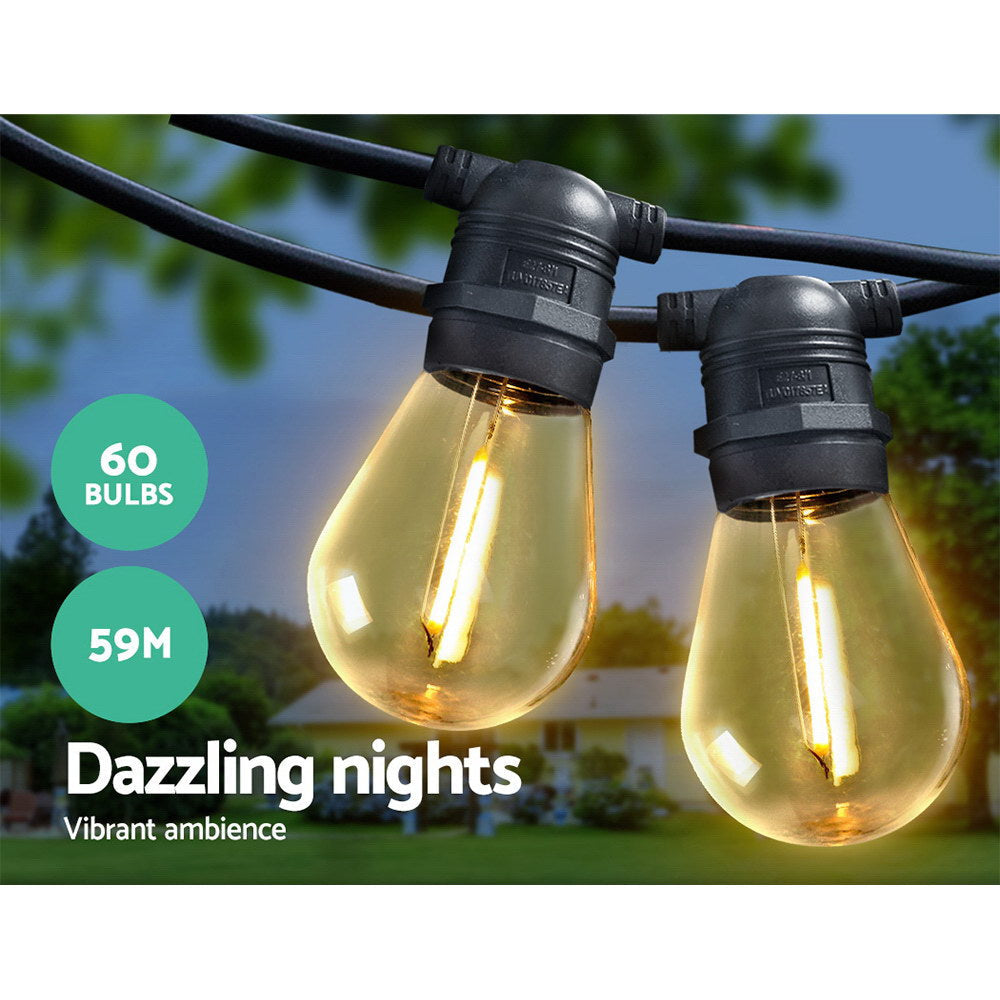 59m LED Festoon String Lights 60 Bulbs Kits Wedding Party Christmas S14 Fast shipping On sale