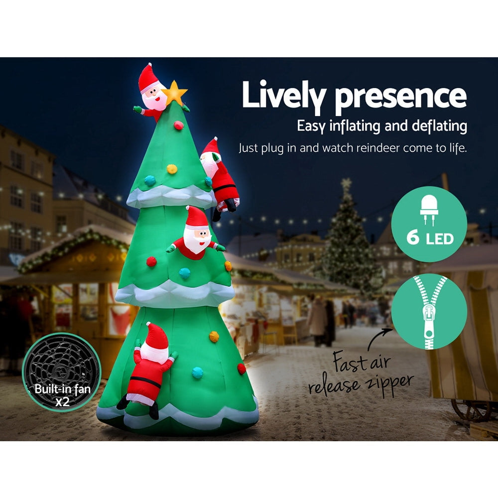 5M Christmas Inflatable Santa on Tree Xmas Decor LED Fast shipping On sale