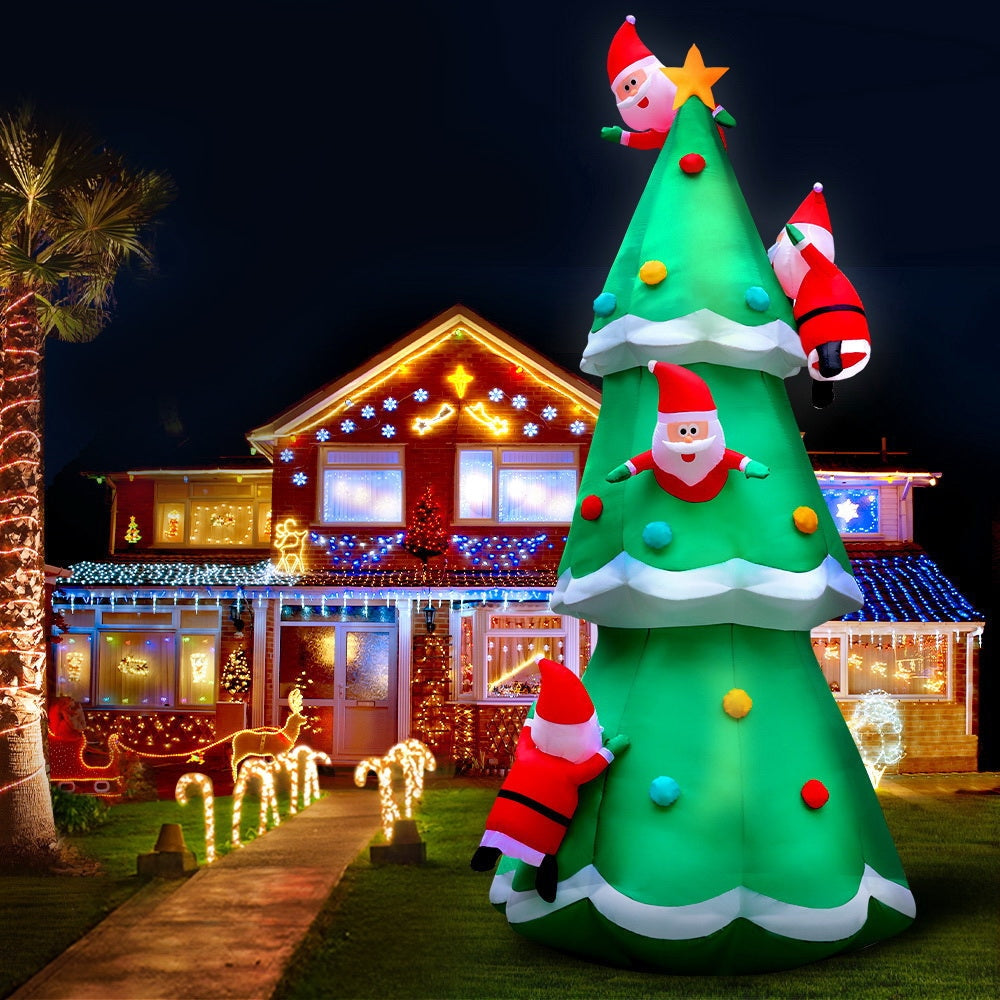 5M Christmas Inflatable Santa on Tree Xmas Decor LED Fast shipping sale