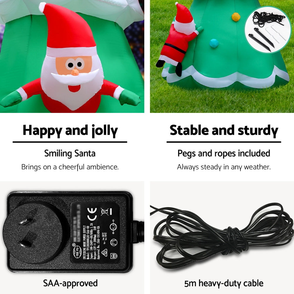 5M Christmas Inflatable Santa on Tree Xmas Decor LED Fast shipping sale