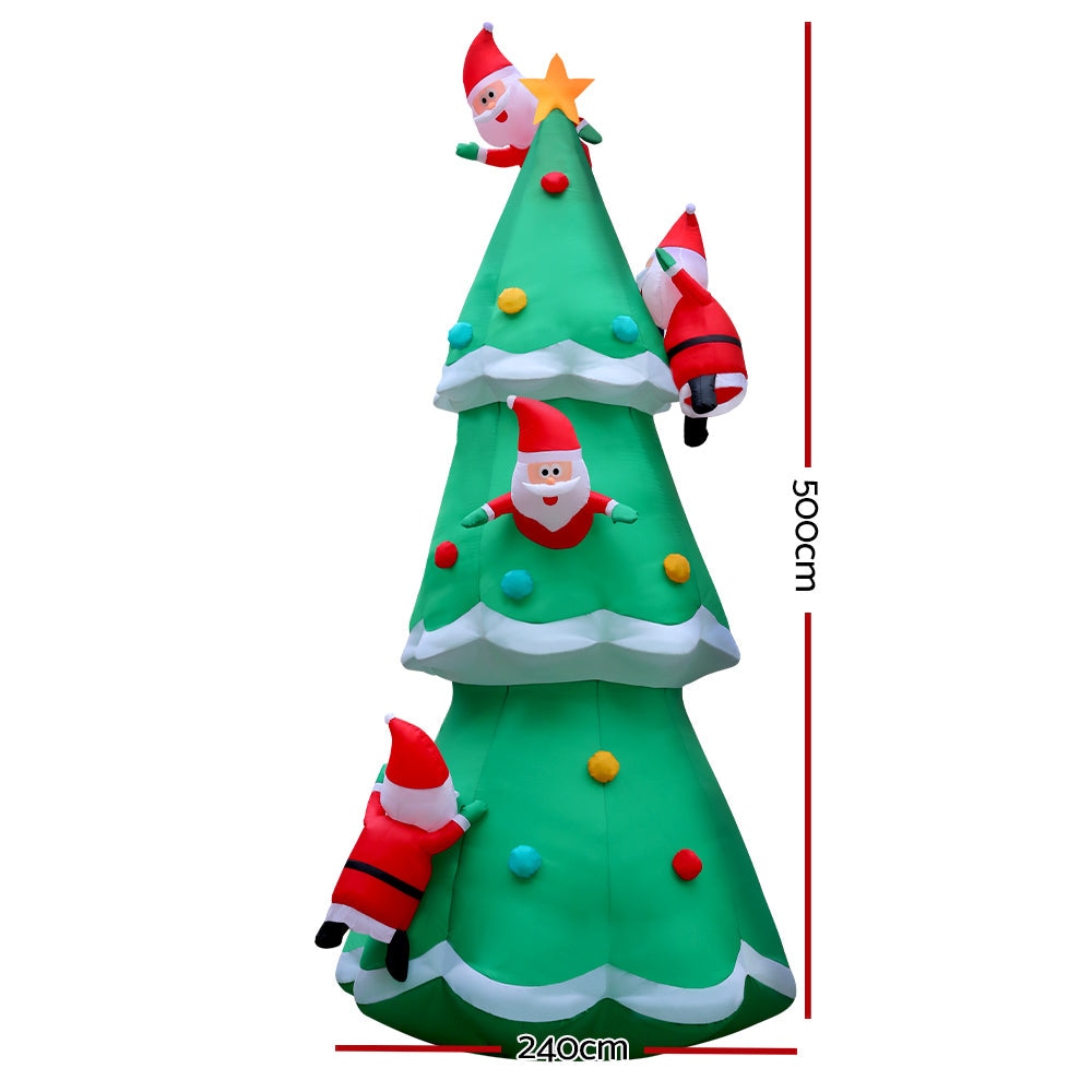 5M Christmas Inflatable Santa on Tree Xmas Decor LED Fast shipping On sale