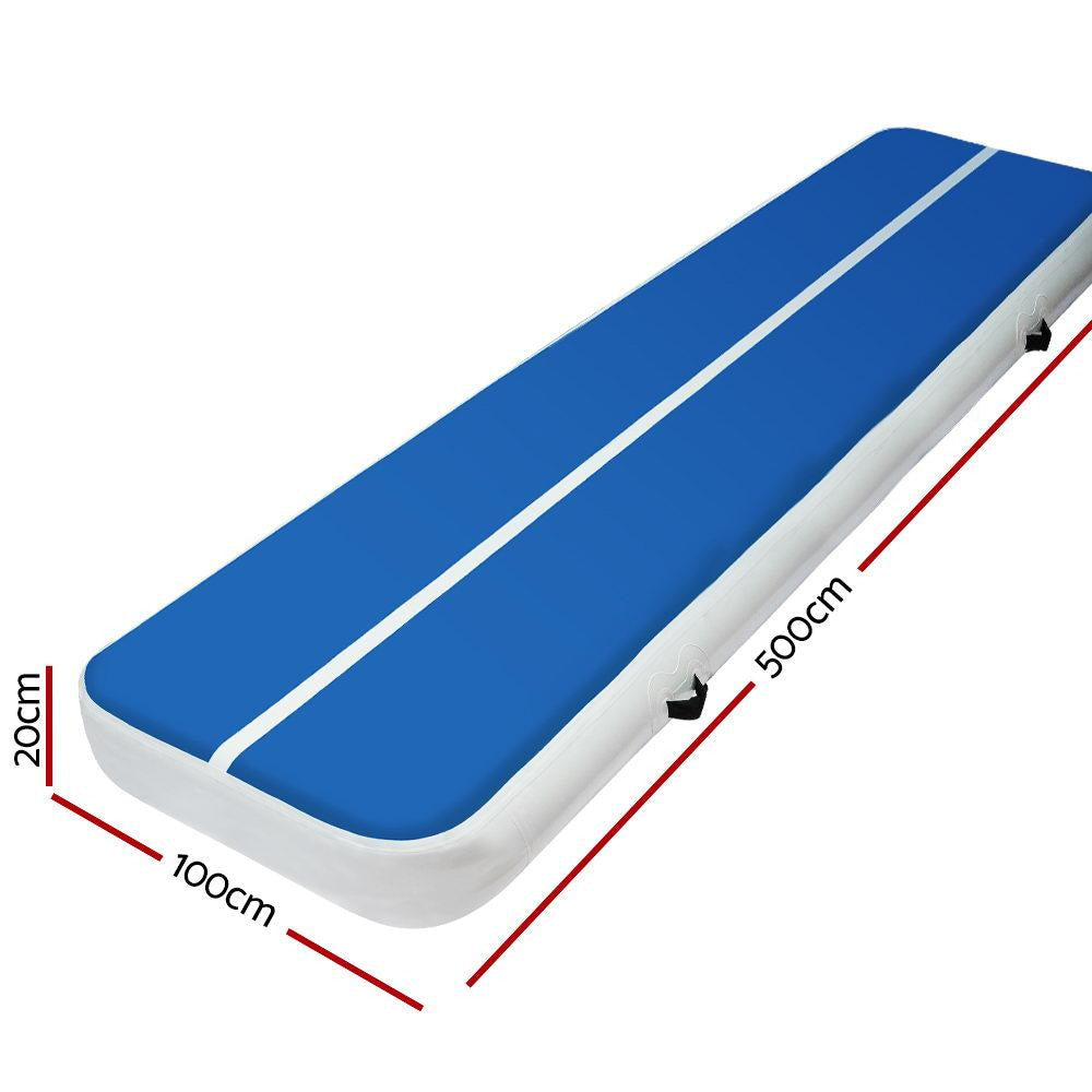 5m x 1m Inflatable Air Track Mat 20cm Thick Gymnastic Tumbling Blue And White Sports & Fitness Fast shipping On sale