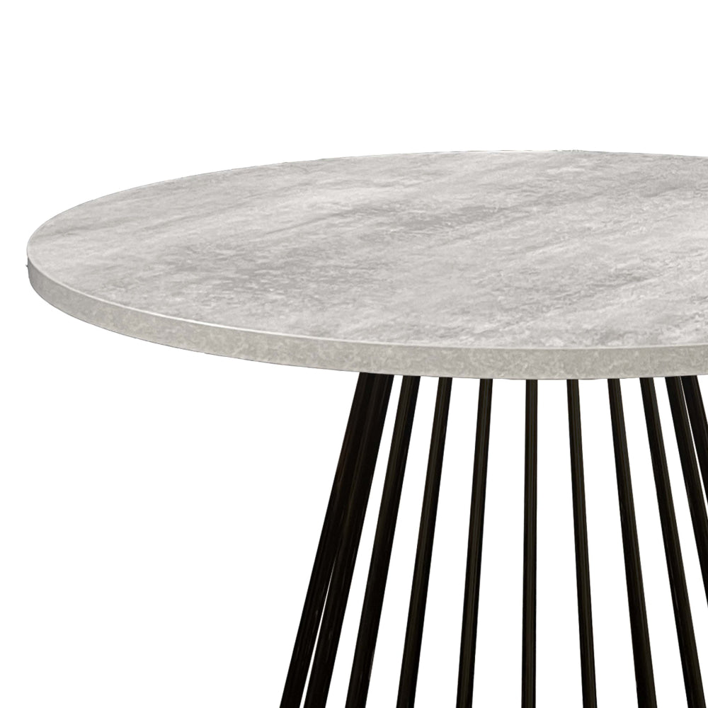 5Pc Dining Set Matilda Round Table 110cm Faux Cement W/ 4Pc Luka Fabric Chair Grey Fast shipping On sale