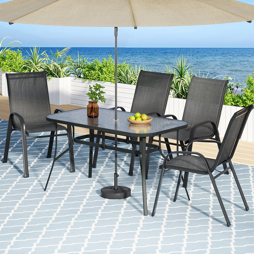 5PC Outdoor Dining Set Table and Chairs Patio Furniture Bistro Garden Black Sets Fast shipping On sale