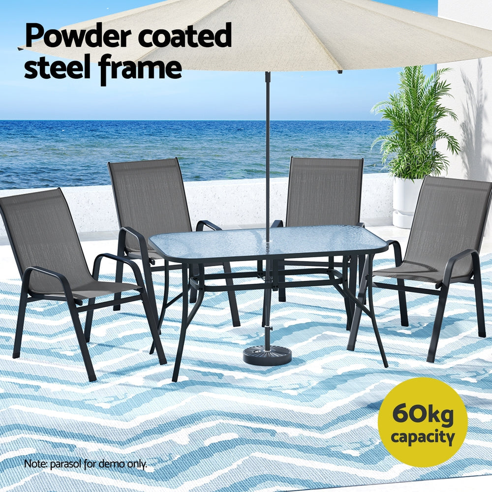 5PC Outdoor Dining Set Table and Chairs Patio Furniture Bistro Garden Grey Sets Fast shipping On sale