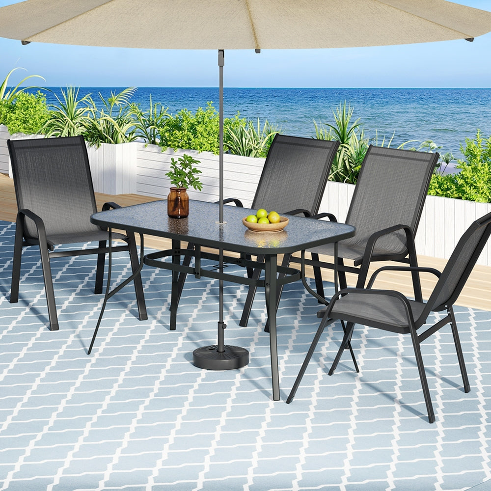 5PC Outdoor Dining Set Table and Chairs Patio Furniture Bistro Garden Grey Sets Fast shipping On sale