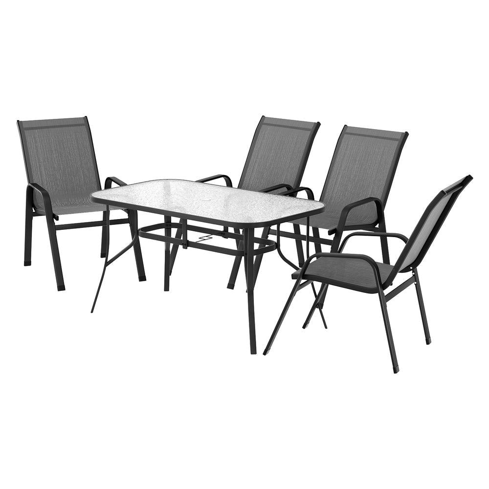 5PC Outdoor Dining Set Table and Chairs Patio Furniture Bistro Garden Grey Sets Fast shipping On sale