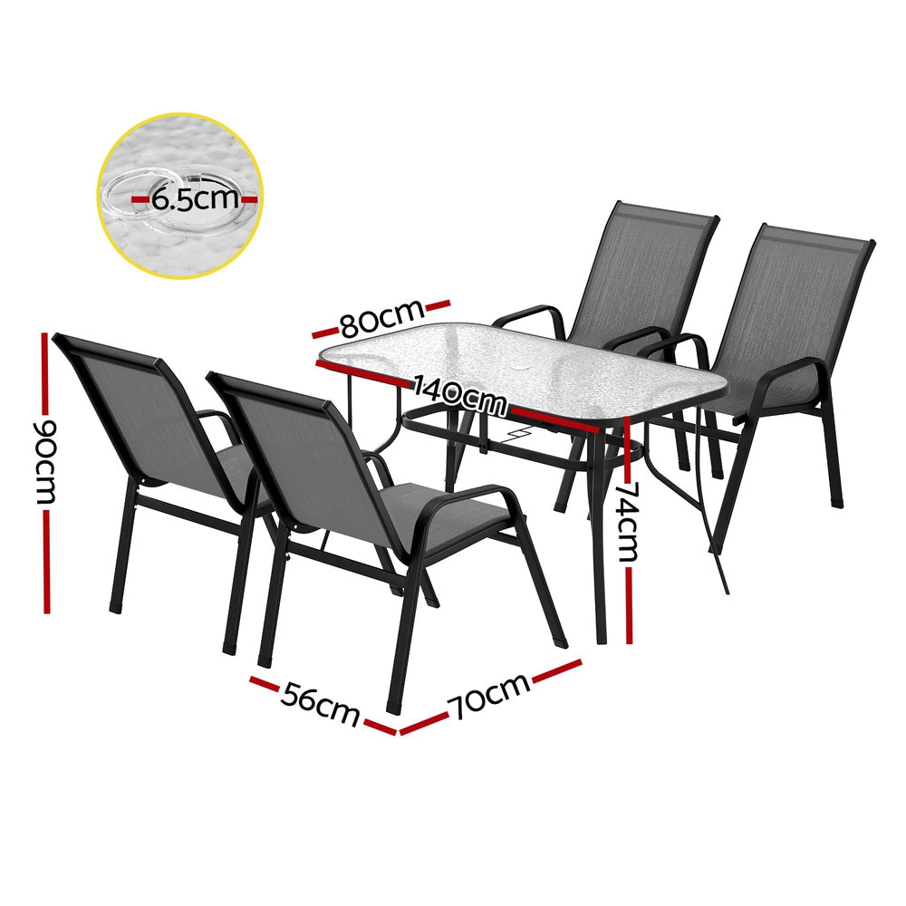 5PC Outdoor Dining Set Table and Chairs Patio Furniture Bistro Garden Grey Sets Fast shipping On sale