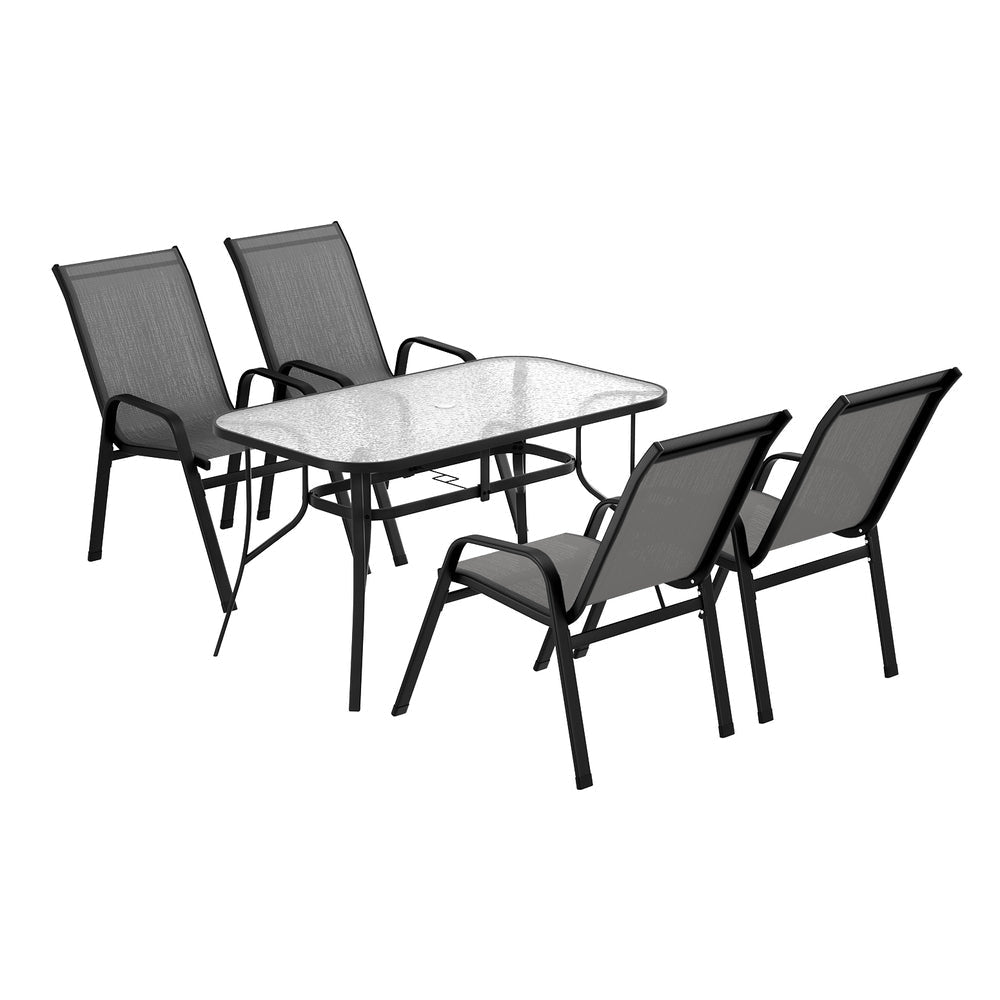 5PC Outdoor Dining Set Table and Chairs Patio Furniture Bistro Garden Grey Sets Fast shipping On sale