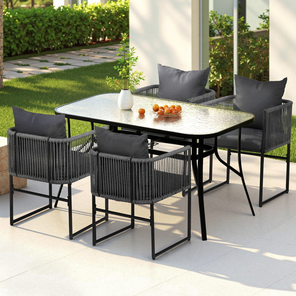 5PC Outdoor Dining Set Table and Chairs Patio Furniture Garden Bistro Black Sets Fast shipping On sale