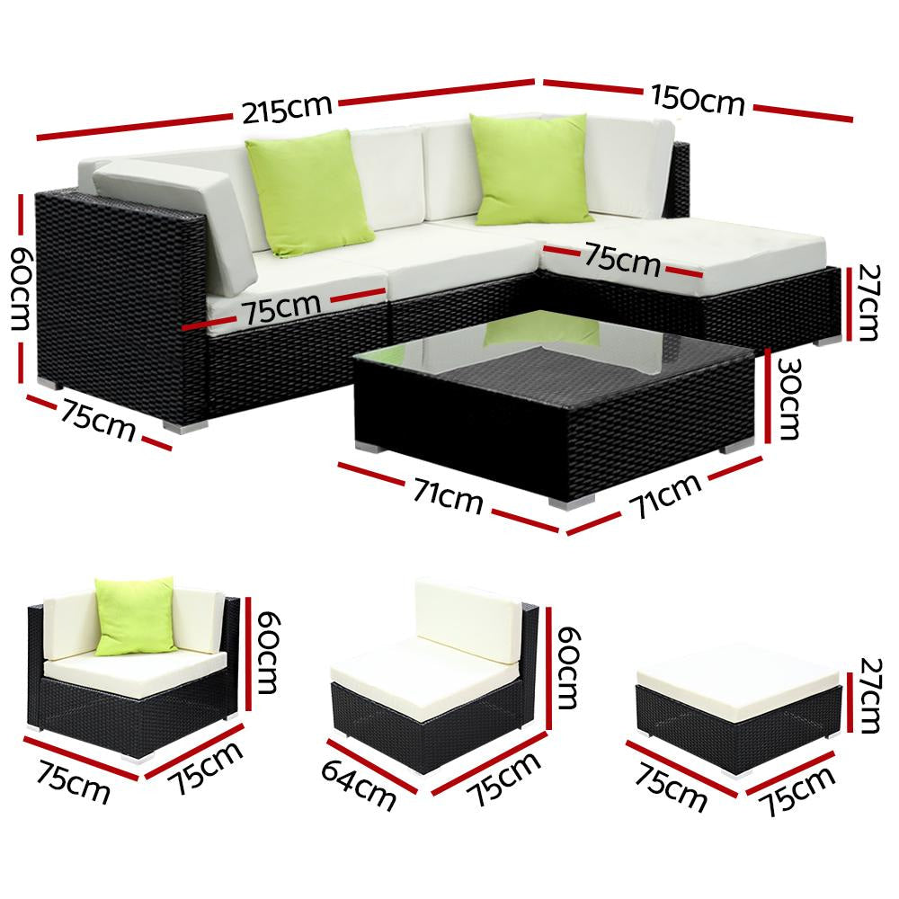 5PC Outdoor Furniture Sofa Set Wicker Garden Patio Pool Lounge Sets Fast shipping On sale