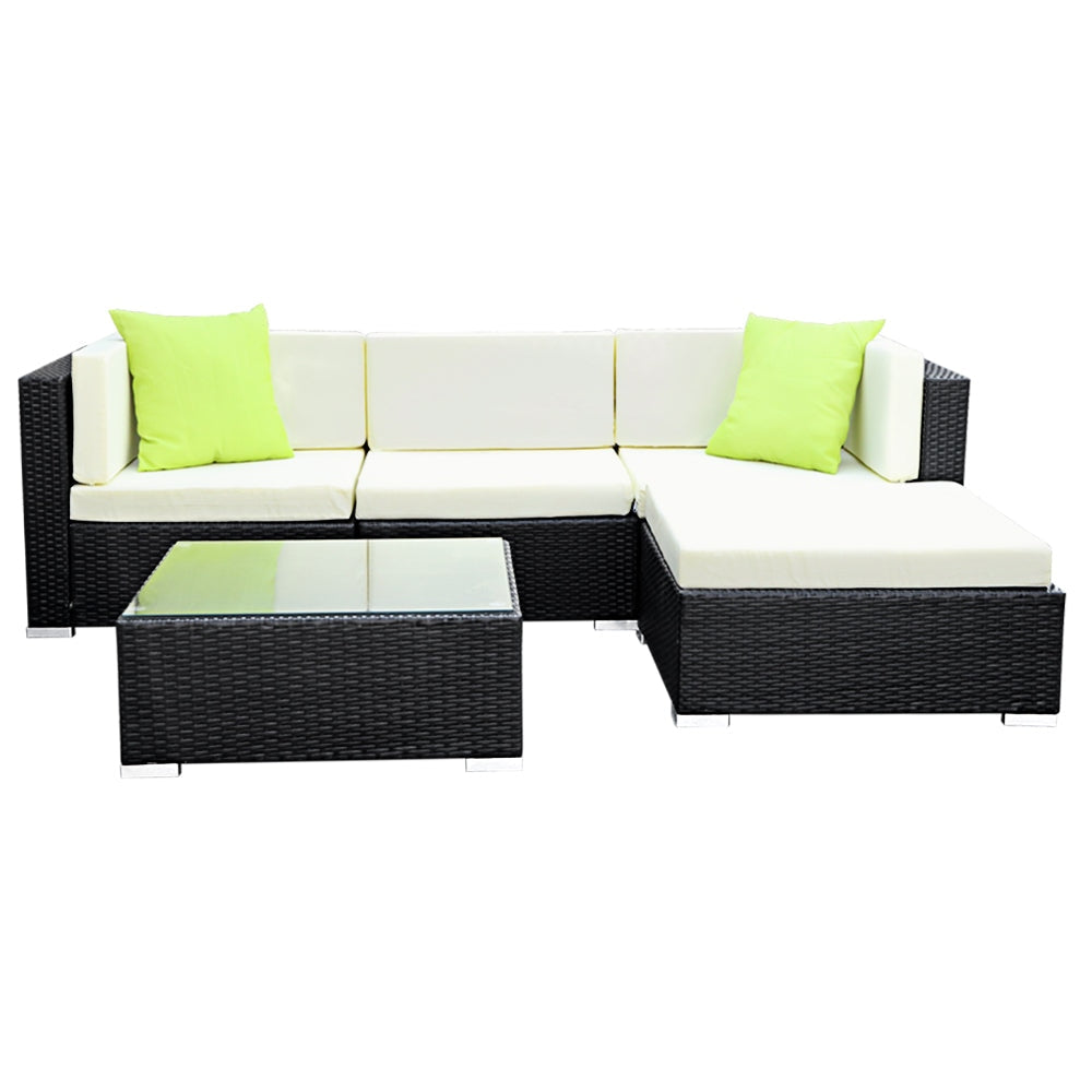 5PC Sofa Set with Storage Cover Outdoor Furniture Wicker Sets Fast shipping On sale