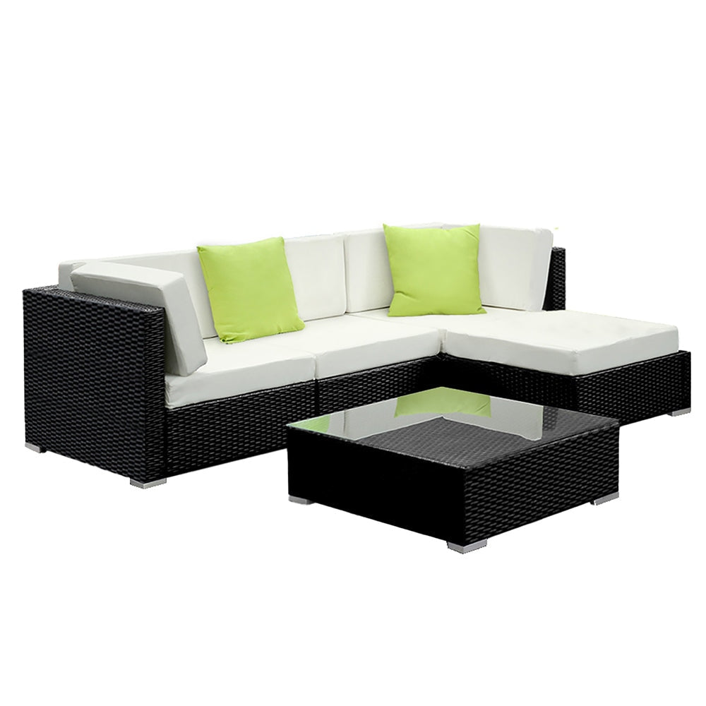 5PC Sofa Set with Storage Cover Outdoor Furniture Wicker Sets Fast shipping On sale