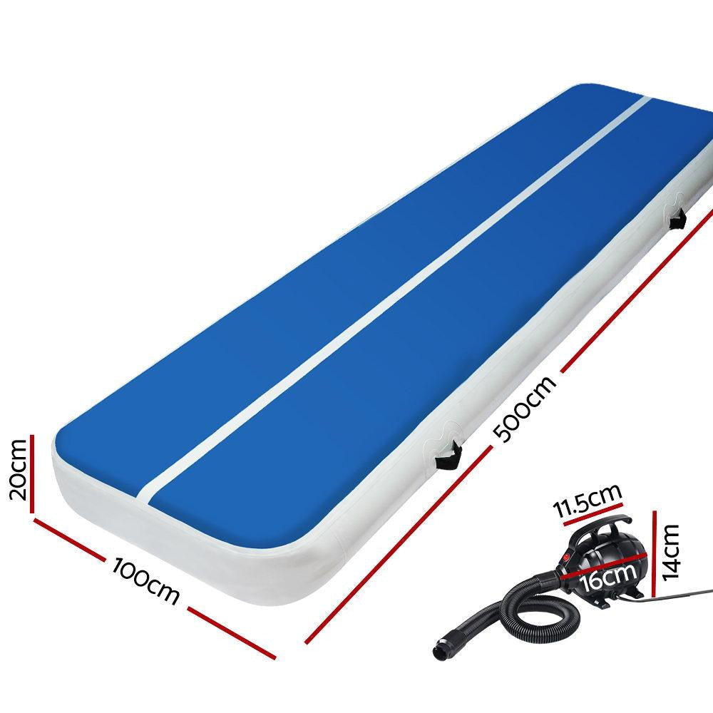 5X1M Inflatable Air Track Mat 20CM Thick with Pump Tumbling Gymnastics Blue Sports & Fitness Fast shipping On sale