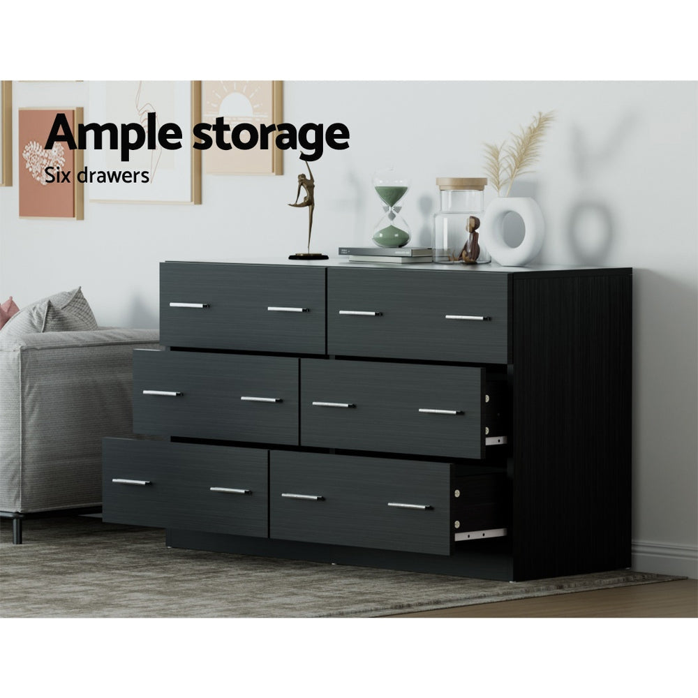 6 Chest of Drawers Cabinet Dresser Table Tallboy Lowboy Storage Black Of Fast shipping On sale