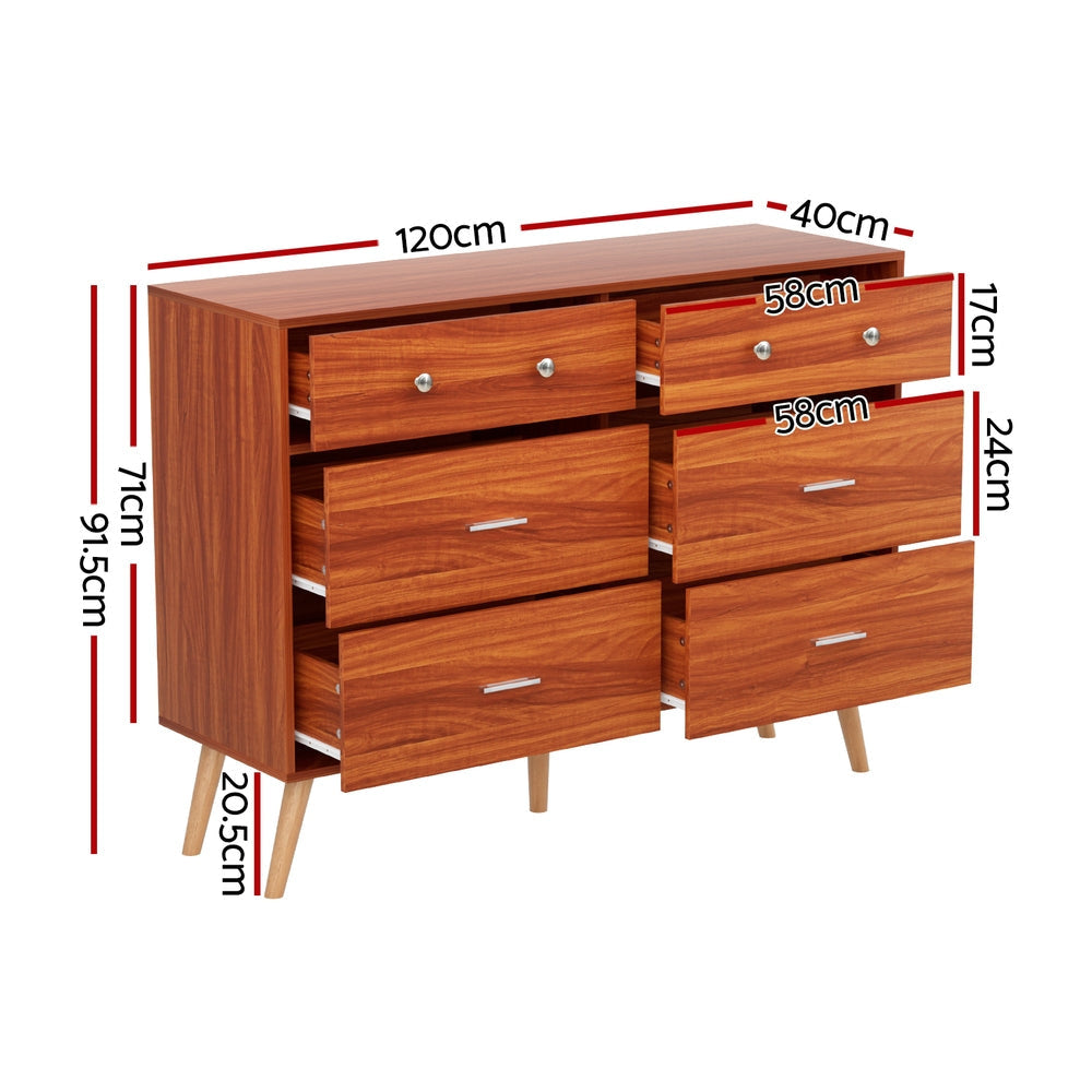 6 Chest of Drawers Storage Cabinet Walnut Of Fast shipping On sale