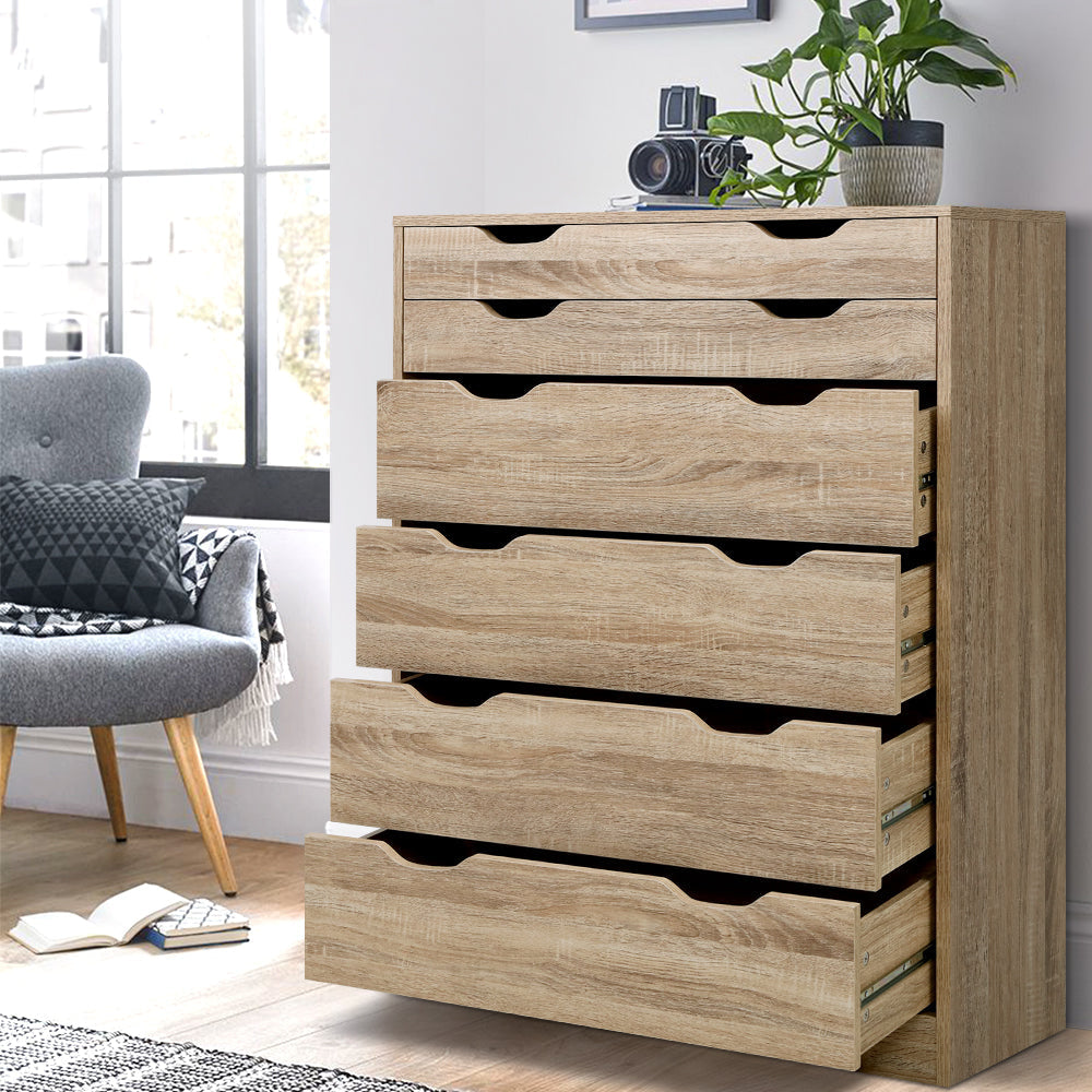 6 Chest of Drawers Tallboy Dresser Table Storage Cabinet Oak Bedroom Of Fast shipping On sale
