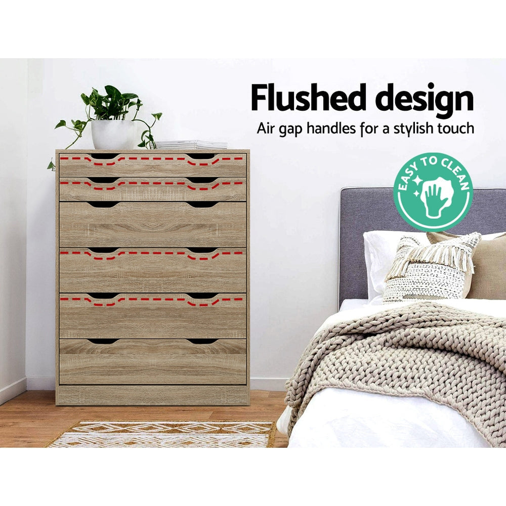 6 Chest of Drawers Tallboy Dresser Table Storage Cabinet Oak Bedroom Of Fast shipping On sale