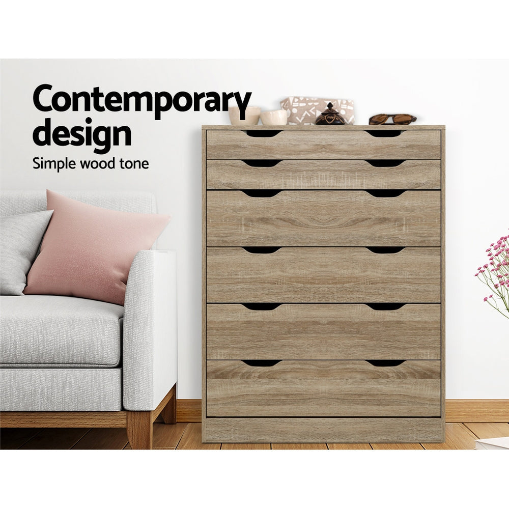 6 Chest of Drawers Tallboy Dresser Table Storage Cabinet Oak Bedroom Of Fast shipping On sale