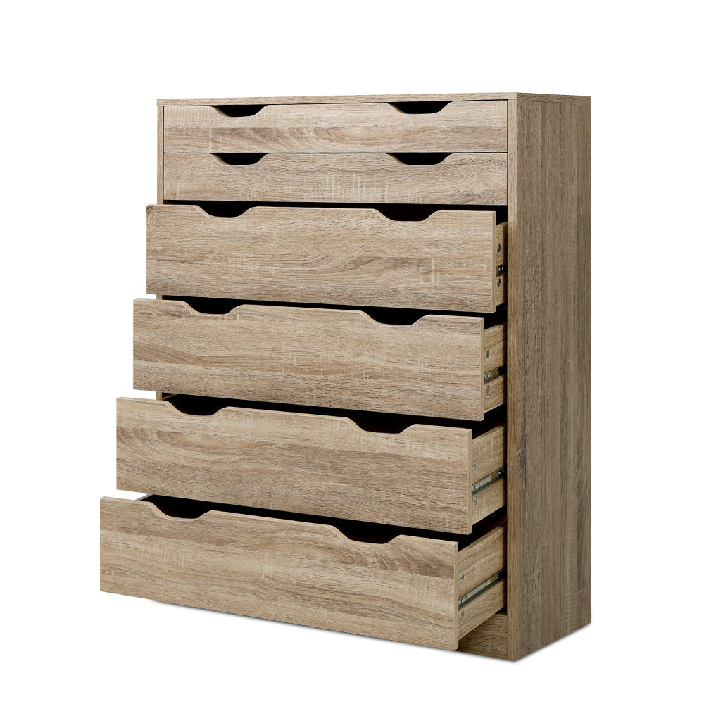 6 Chest of Drawers Tallboy Dresser Table Storage Cabinet Oak Bedroom Of Fast shipping On sale