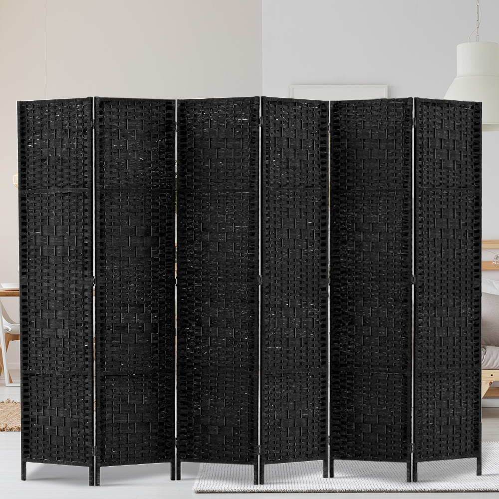 6 Panel Room Divider - Black Fast shipping On sale