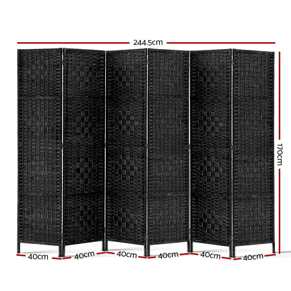 6 Panel Room Divider - Black Fast shipping On sale