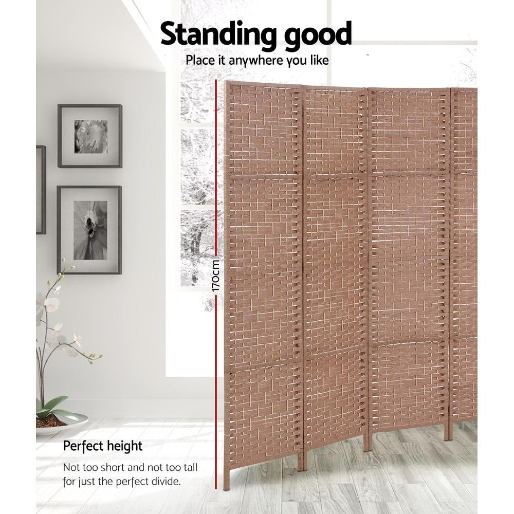 6 Panel Room Divider Screen Privacy Rattan Timber Foldable Dividers Stand Hand Woven Fast shipping On sale