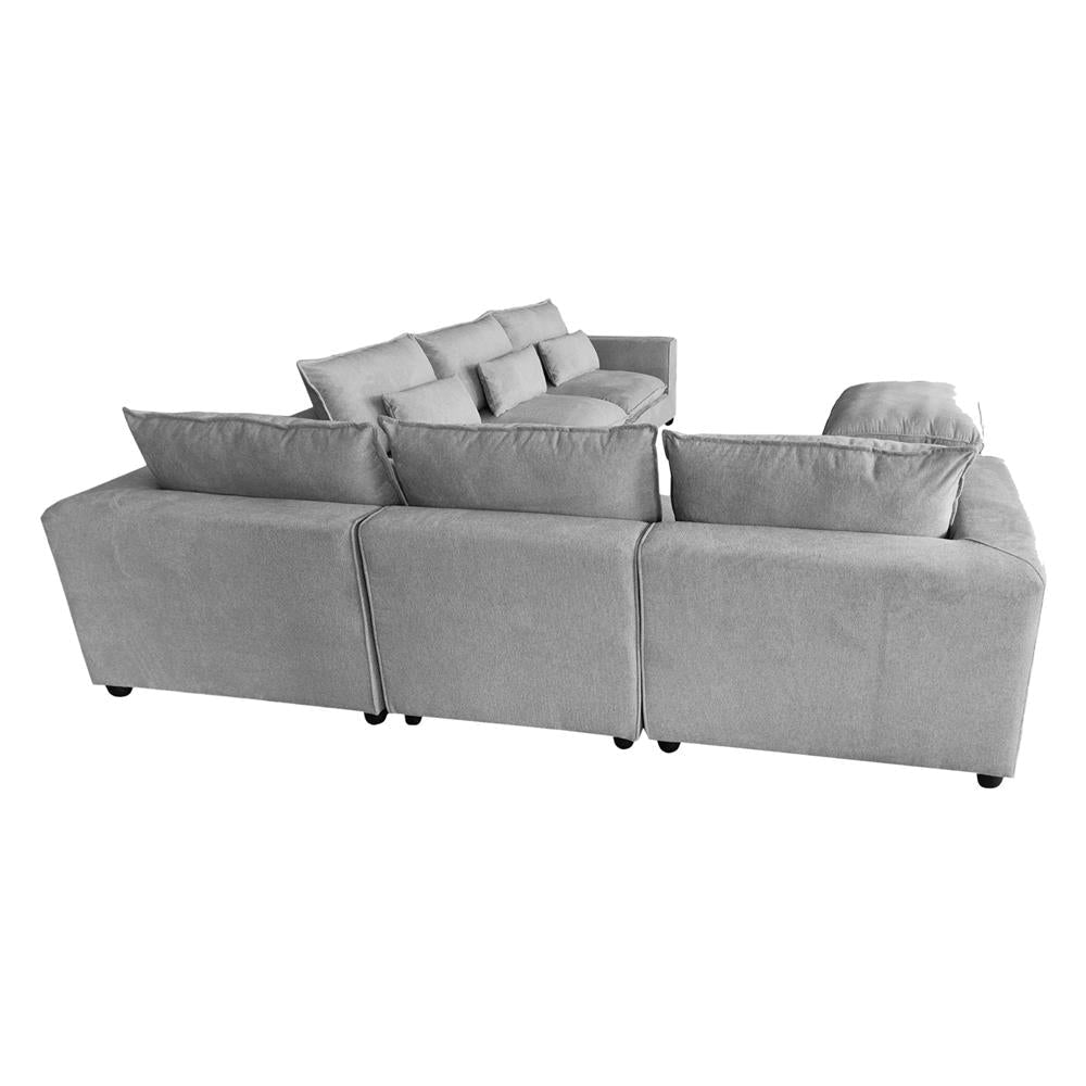 6 Seater Cloud Sectional Sofa in Belfast Fabric Grey Living Room Couch with Ottoman Fast shipping On sale