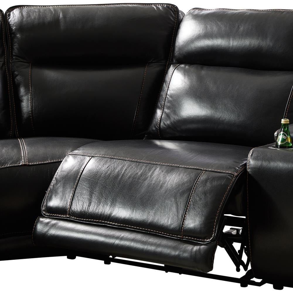 6 Seater Corner Sofa with Genuine Leather Black Armless Recliners Straight Console Lounge Set for Living Room Fast shipping On sale