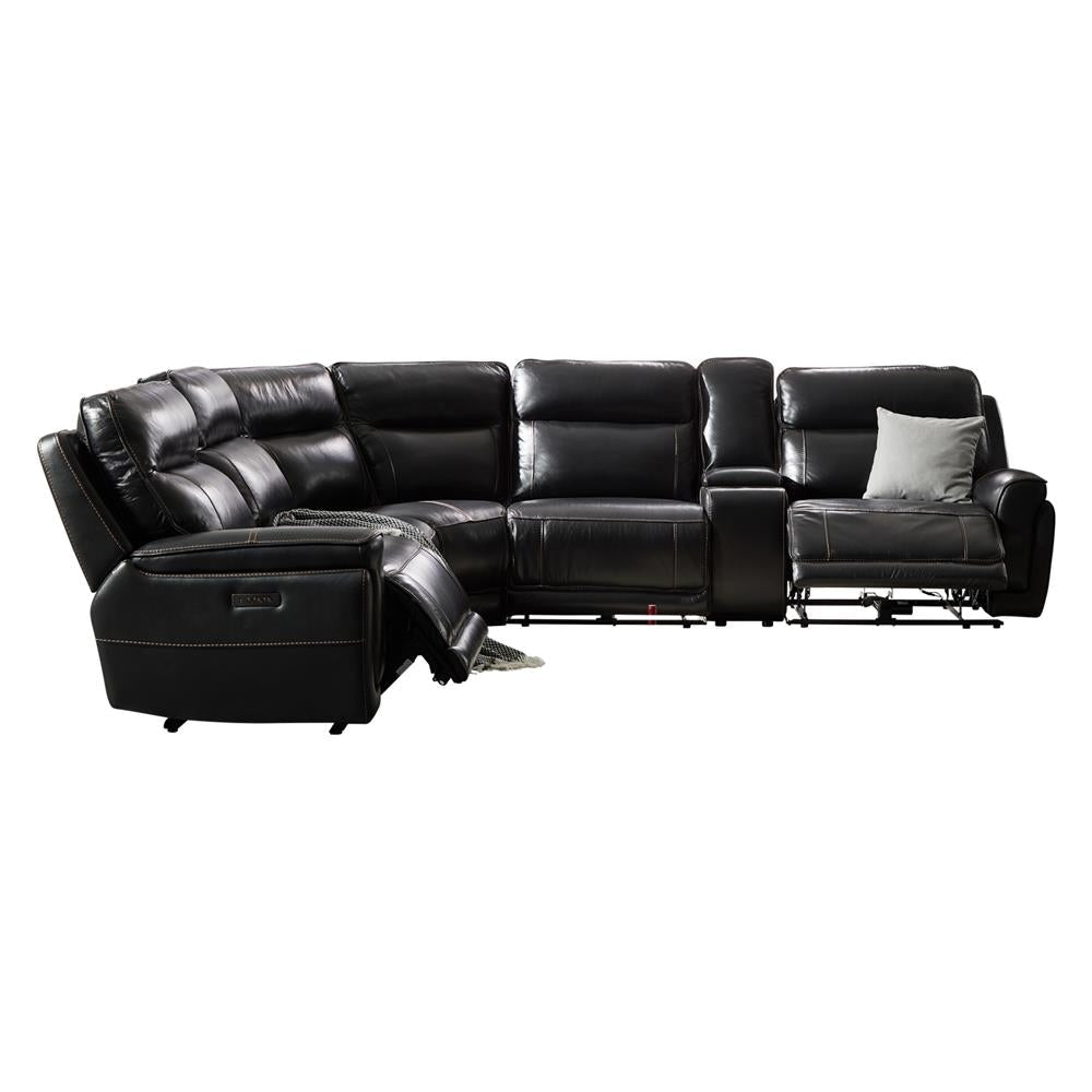 6 Seater Corner Sofa with Genuine Leather Black Armless Recliners Straight Console Lounge Set for Living Room Fast shipping On sale