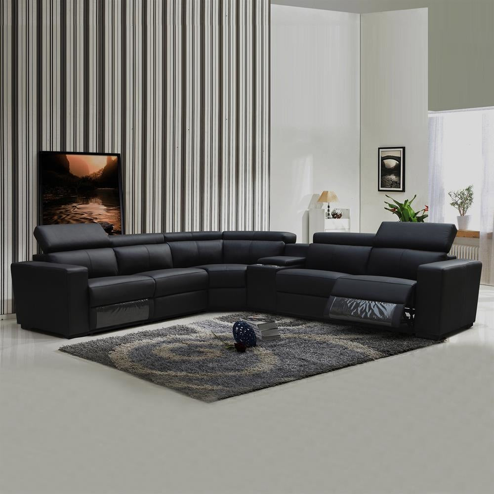 6 Seater Real Leather sofa Black Color Lounge Set for Living Room Couch with Adjustable Headrest Sofa Fast shipping On sale