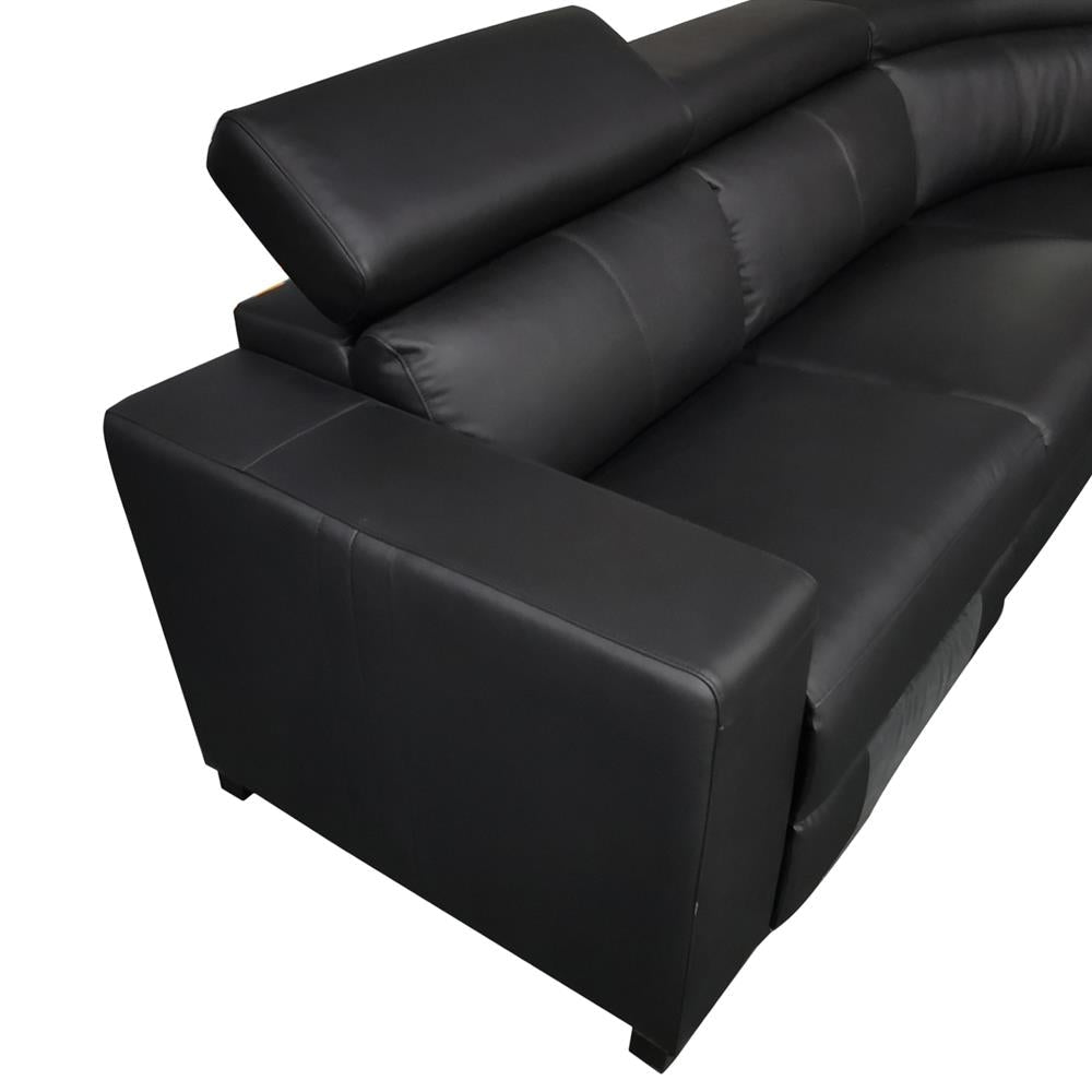 6 Seater Real Leather sofa Black Color Lounge Set for Living Room Couch with Adjustable Headrest Sofa Fast shipping On sale