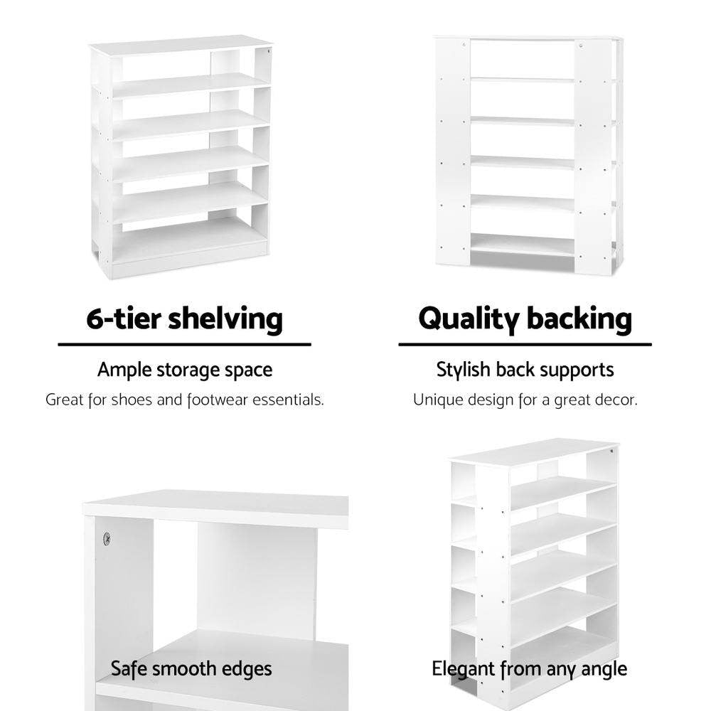 6-Tier Shoe Rack Cabinet - White Fast shipping On sale