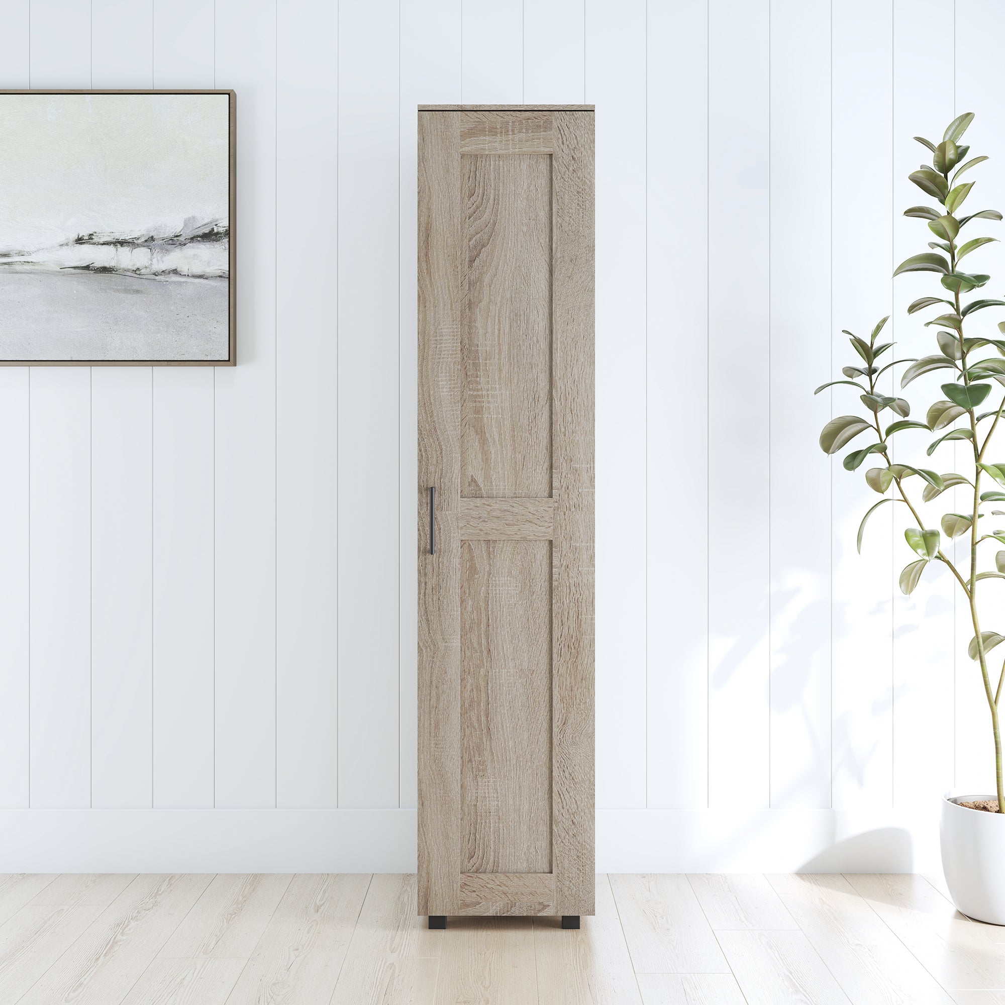 Nova Single Door Tall Cupboard Tallboy Storage Cabient - Light Sonoma Oak Fast shipping On sale