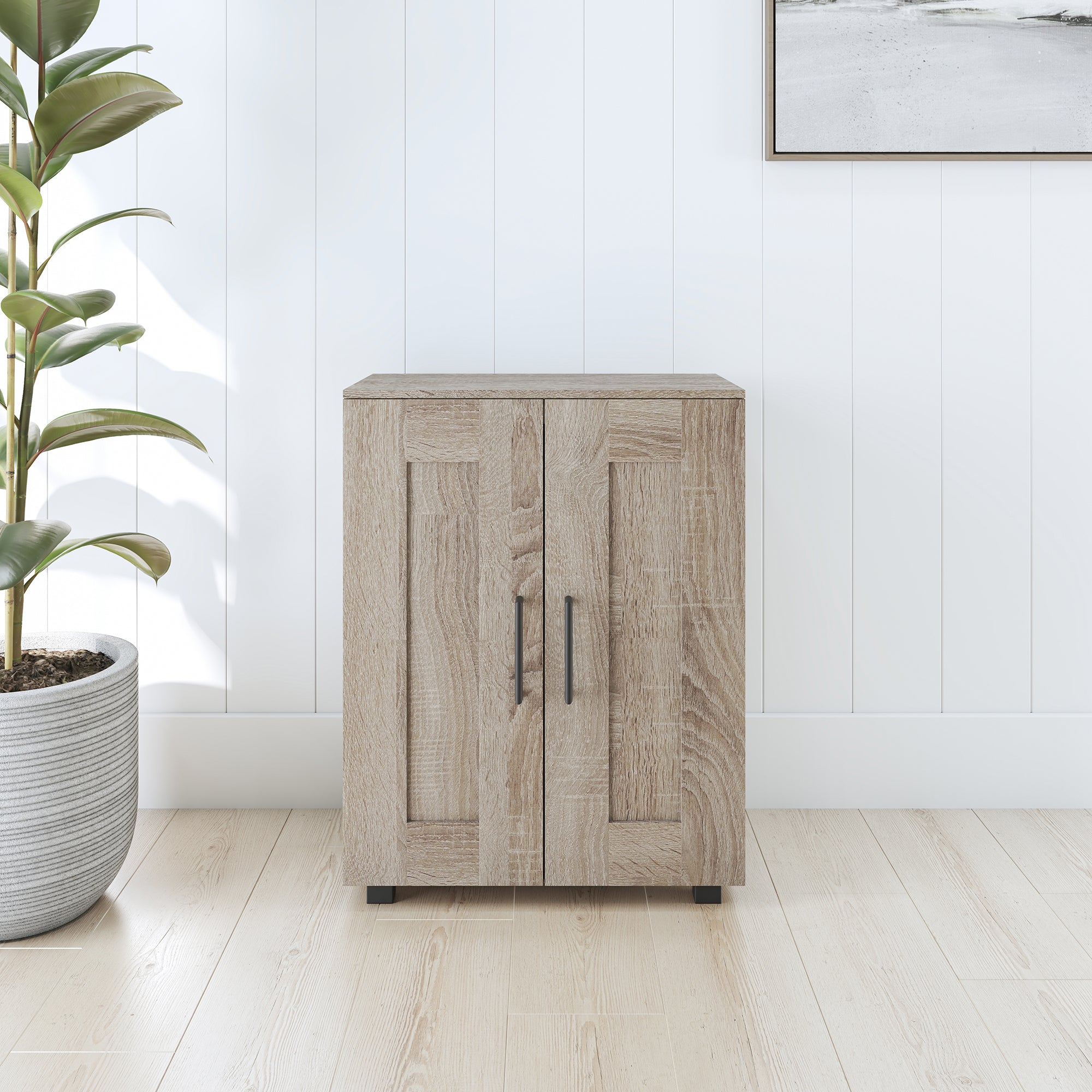 Nova 2-Door Low Cupboard Lowboy Storage Cabinet - Light Sonoma Oak Fast shipping On sale