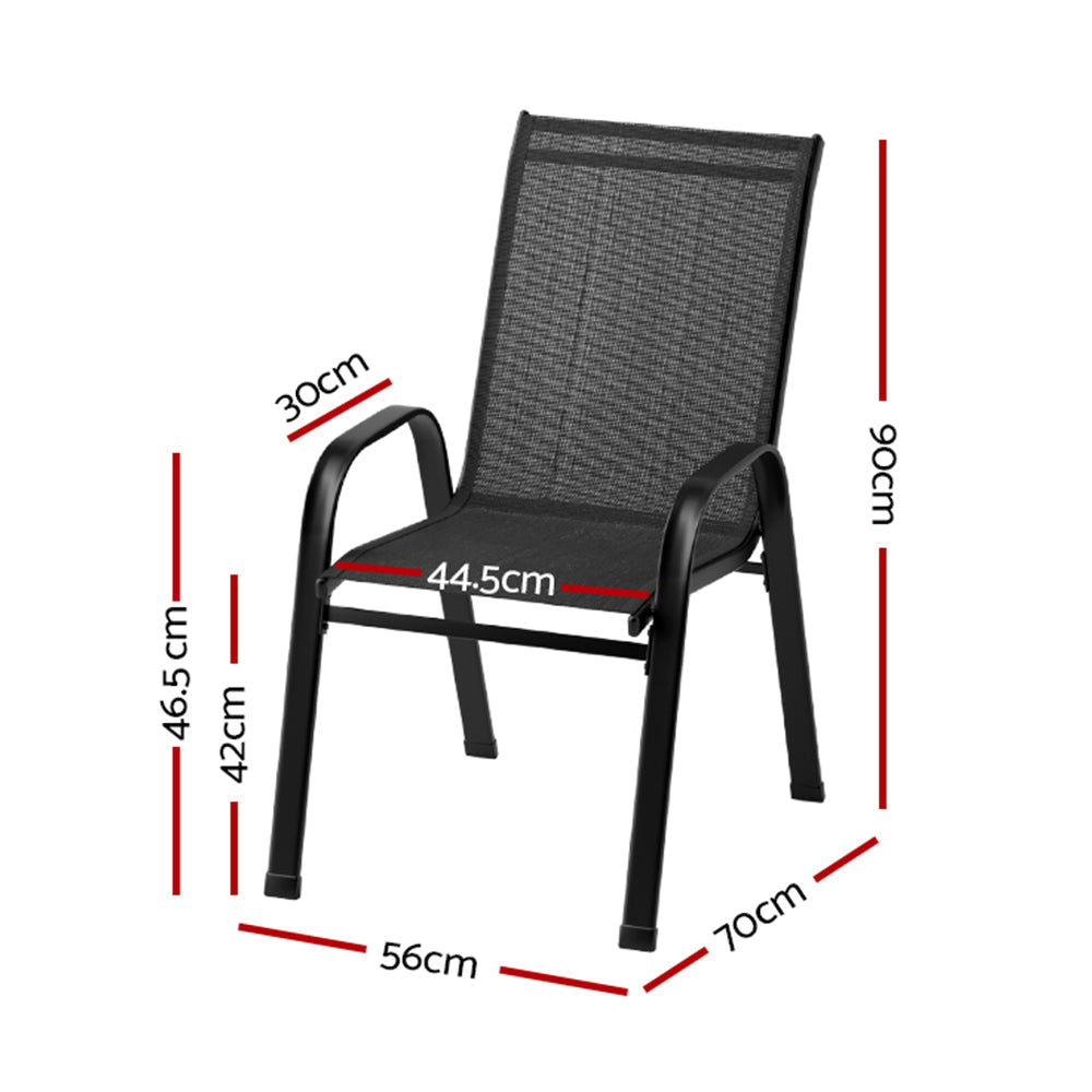6PC Outdoor Dining Chairs Stackable Lounge Chair Patio Furniture Black Sets Fast shipping On sale