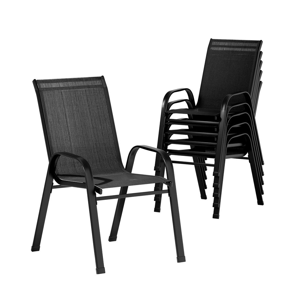 6PC Outdoor Dining Chairs Stackable Lounge Chair Patio Furniture Black Sets Fast shipping On sale