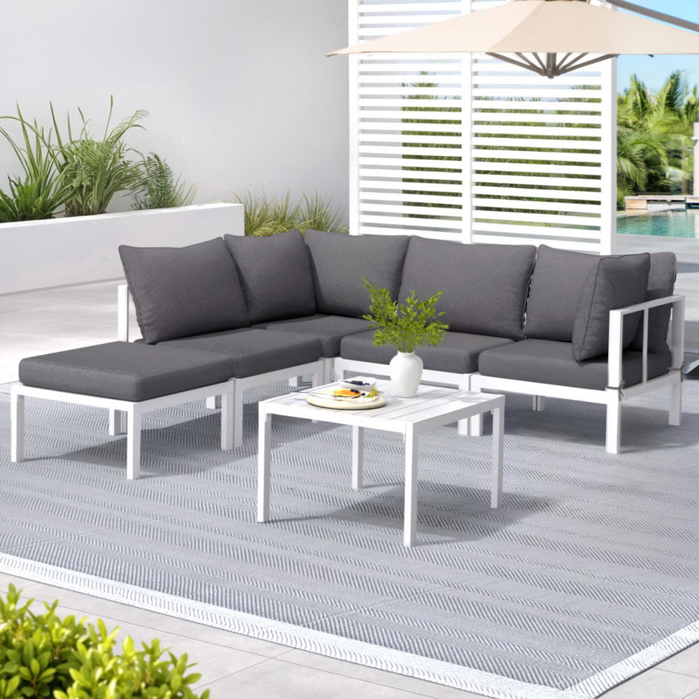 6PCS Outdoor Sofa Set Aluminium Table and Chairs Lounge Patio Furniture Sets Fast shipping On sale