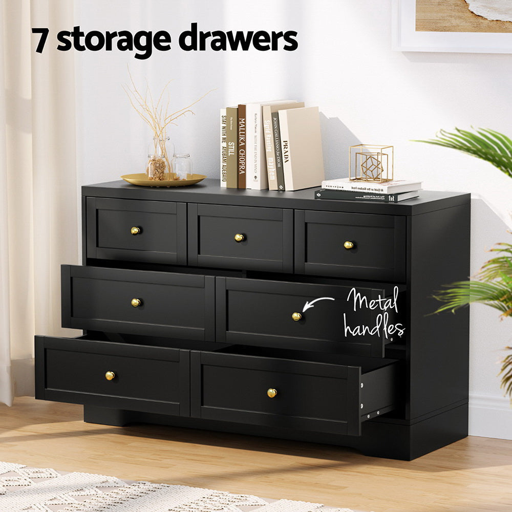 7 Chest of Drawers Dresser Table Black Of Fast shipping On sale