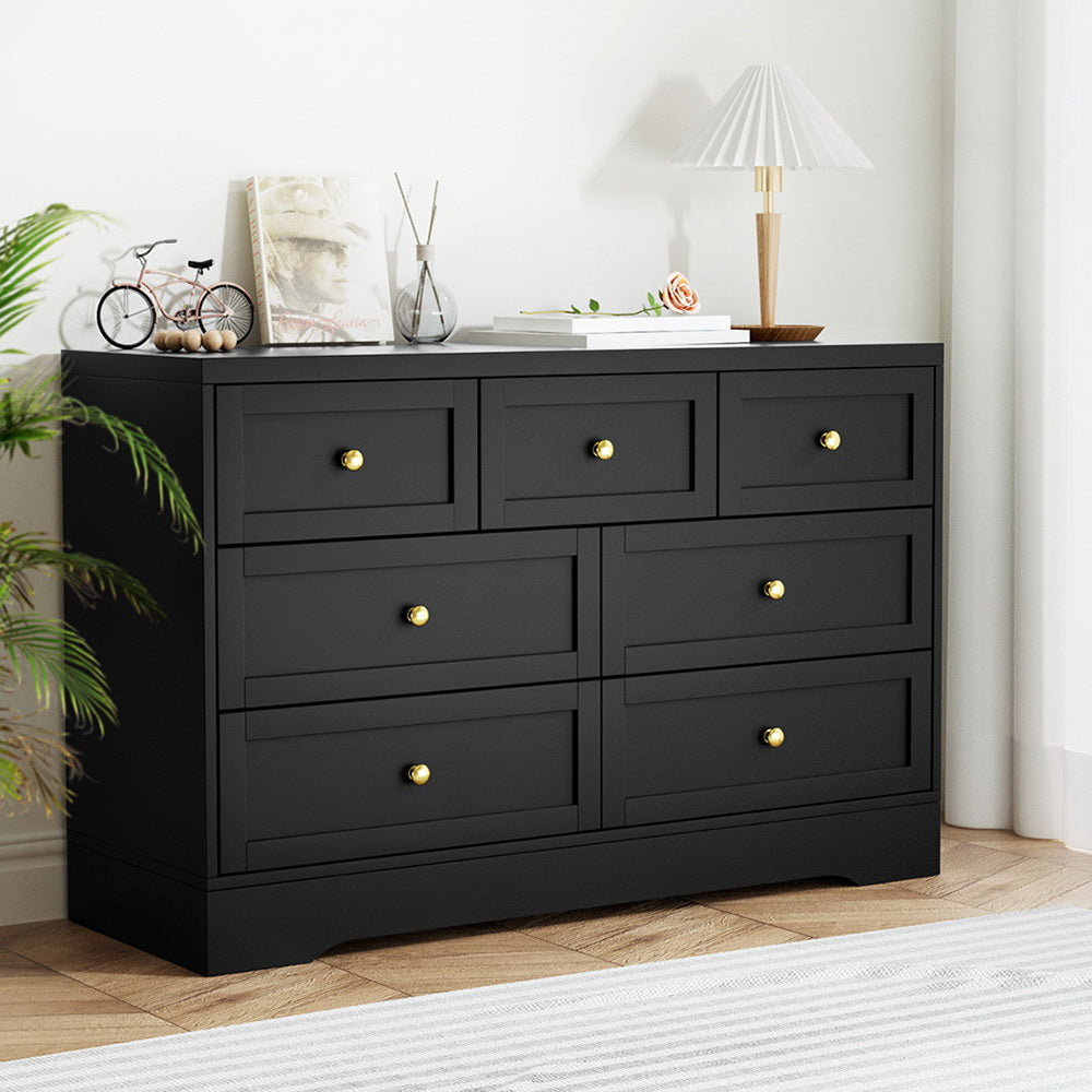 7 Chest of Drawers Dresser Table Black Of Fast shipping On sale