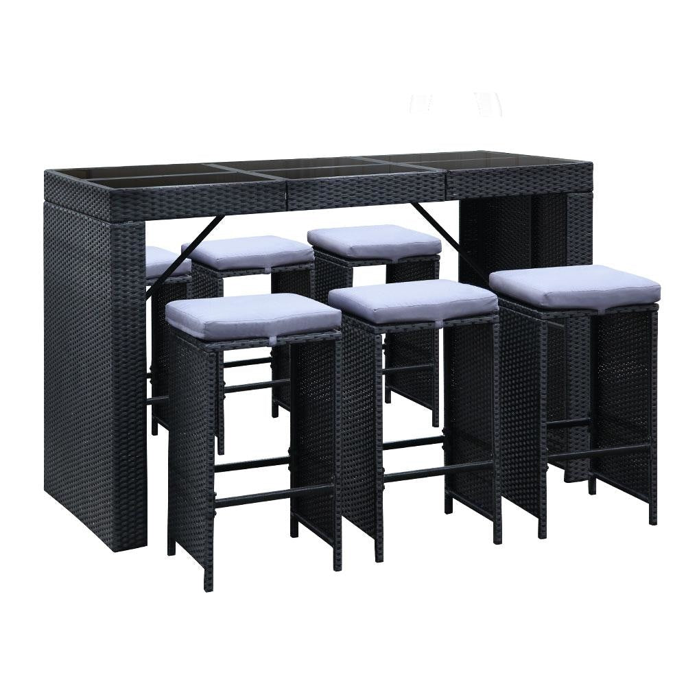 7 Piece Outdoor Dining Table Set - Black Sets Fast shipping On sale