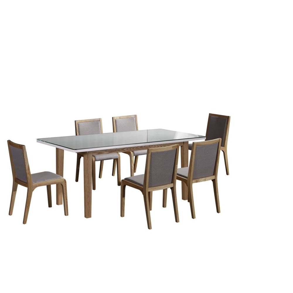 7 Pieces Dining Suite Table & 6X Chairs in White Top High Glossy Wooden Base Set Fast shipping On sale