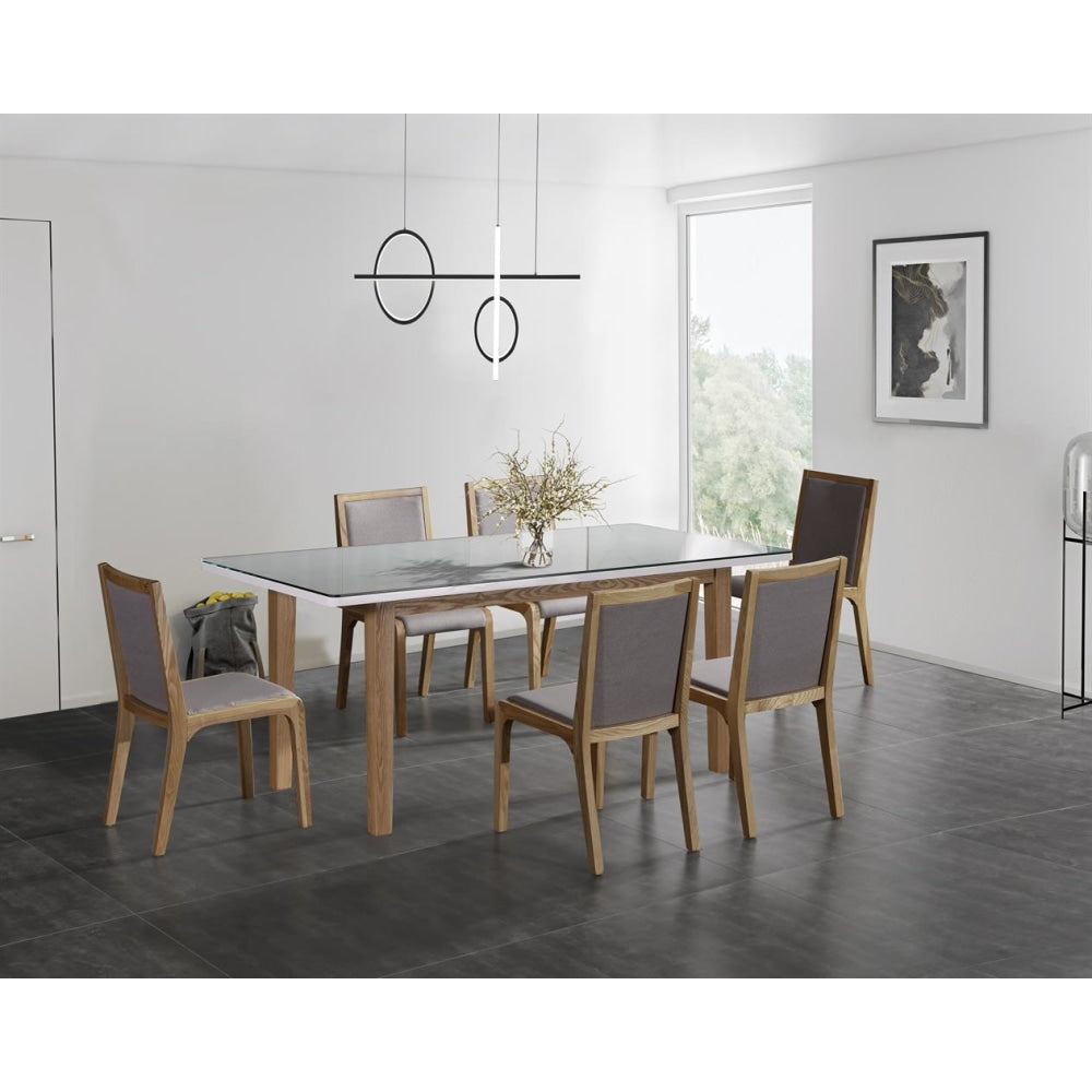 7 Pieces Dining Suite Table & 6X Chairs in White Top High Glossy Wooden Base Set Fast shipping On sale