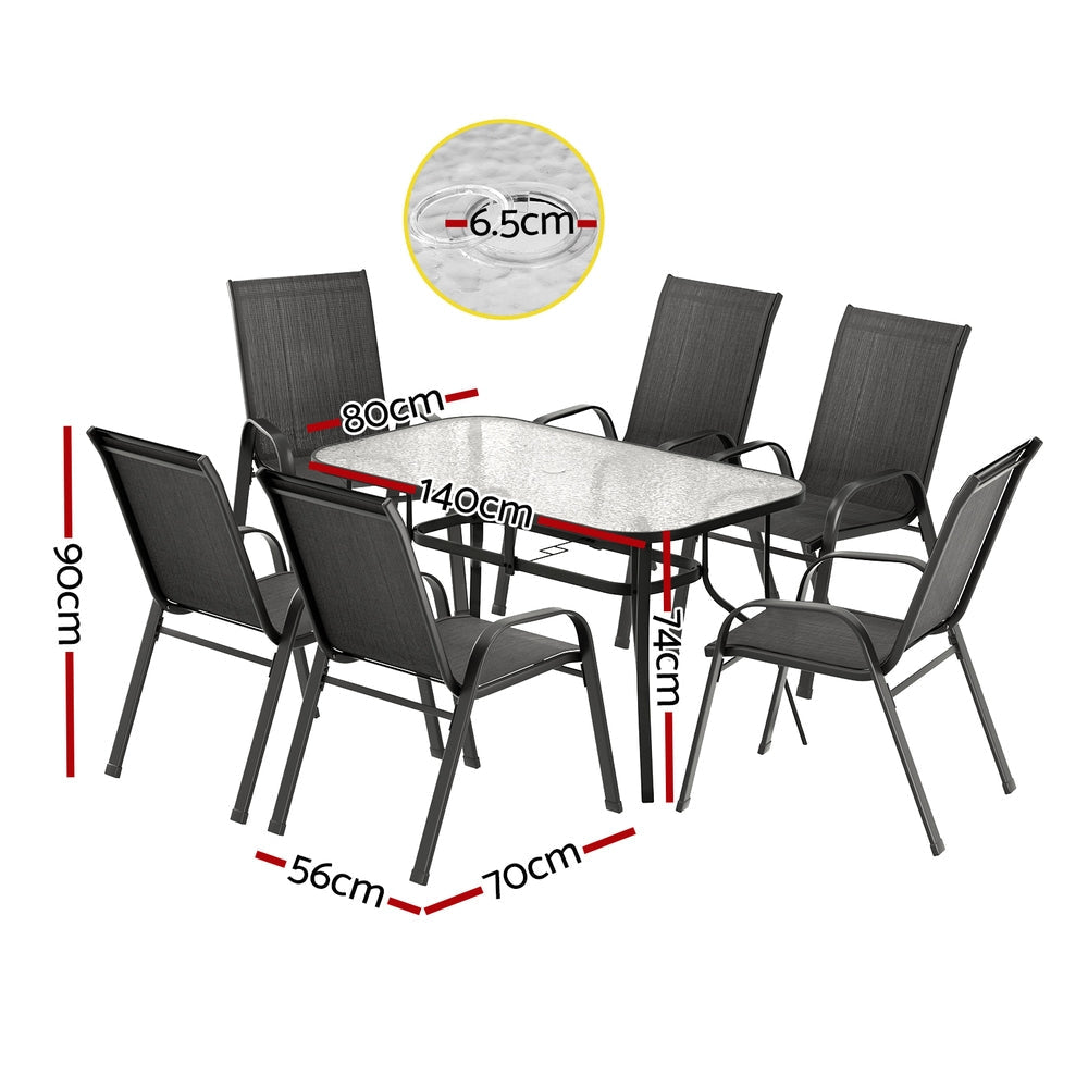 7PC Outdoor Dining Set Table and Chairs Patio Furniture Bistro Garden Black Sets Fast shipping On sale
