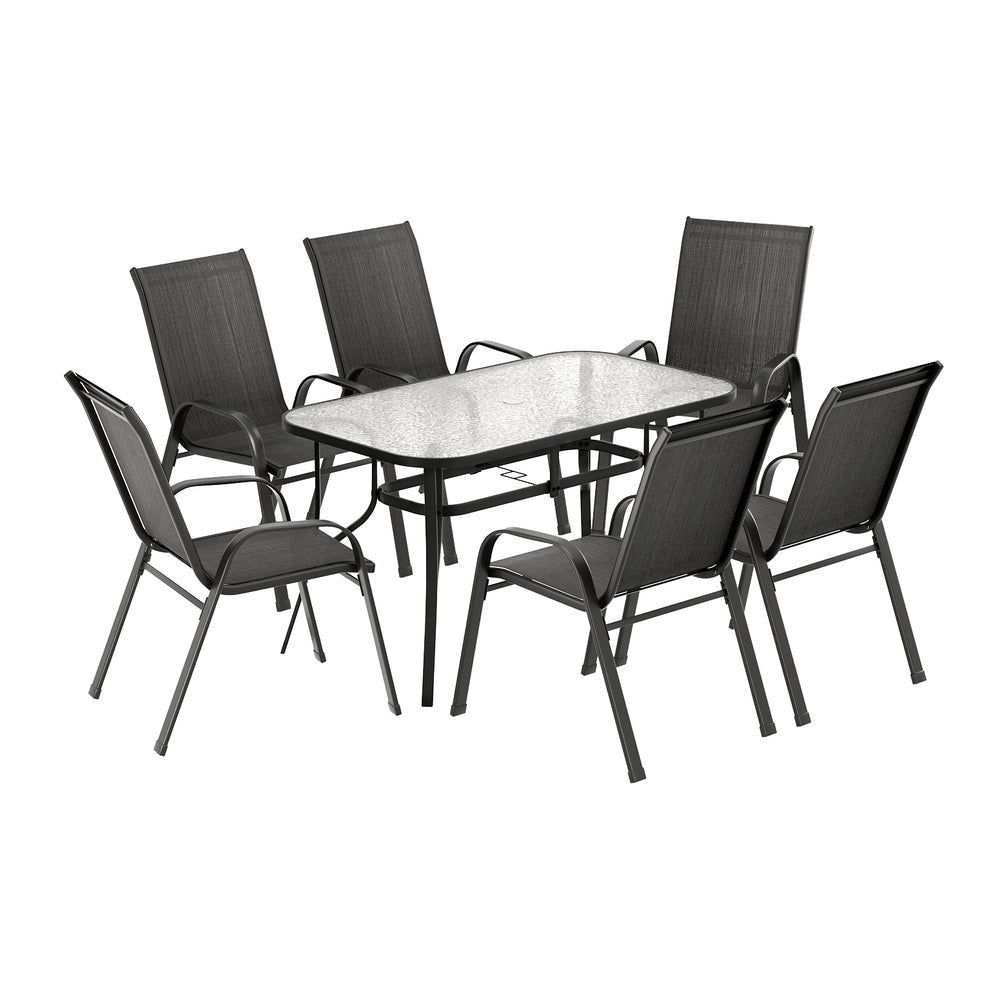 7PC Outdoor Dining Set Table and Chairs Patio Furniture Bistro Garden Black Sets Fast shipping On sale