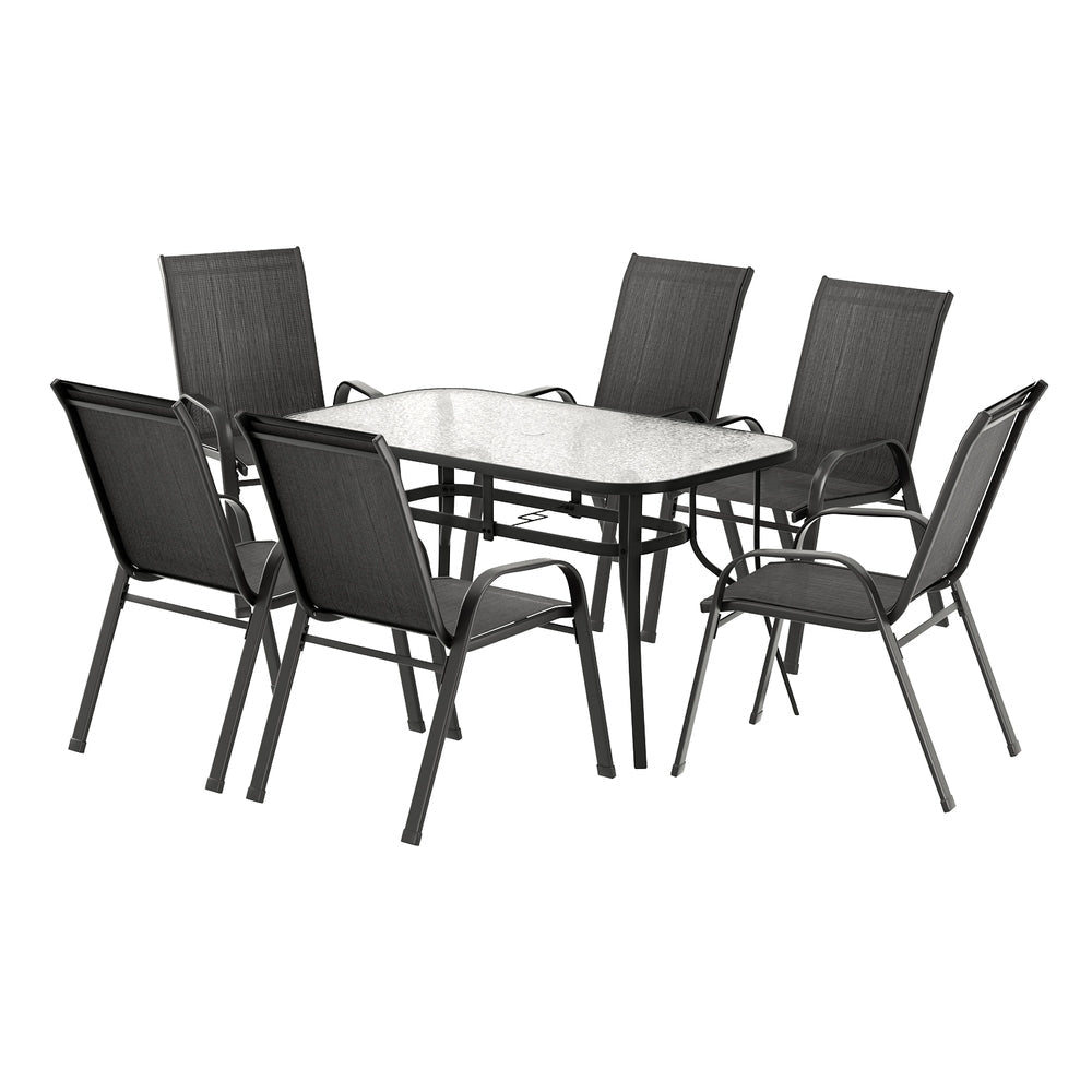 7PC Outdoor Dining Set Table and Chairs Patio Furniture Bistro Garden Black Sets Fast shipping On sale