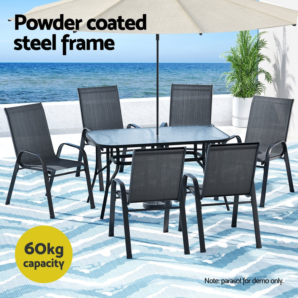 7PC Outdoor Dining Set Table and Chairs Patio Furniture Bistro Garden Black Sets Fast shipping On sale