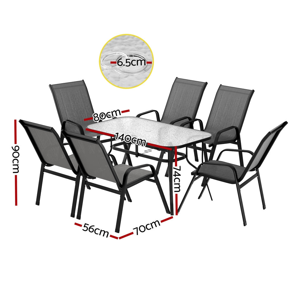 7PC Outdoor Dining Set Table and Chairs Patio Furniture Bistro Garden Grey Sets Fast shipping On sale